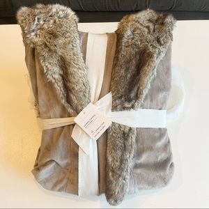 Pottery Barn (all) Gray Ombré Faux Fur Robe